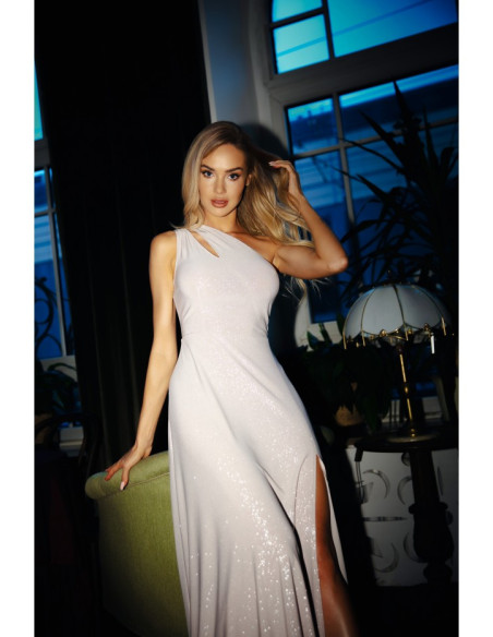 M718 One shoulder maxi dress - champagne