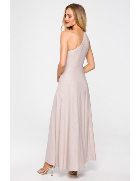 M718 One shoulder maxi dress - champagne