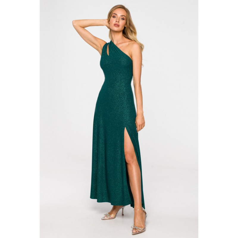 M718 One shoulder maxi dress - emerald