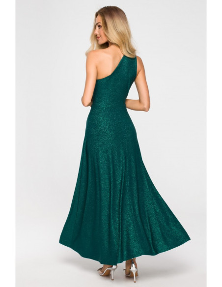 M718 One shoulder maxi dress - emerald