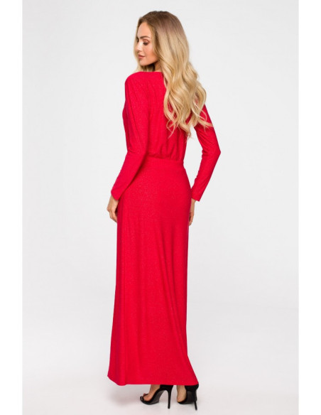 M719 Maxi dress with long sleeves - red