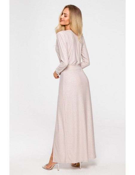 M719 Maxi dress with long sleeves - champagne