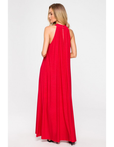 M721 Halter neck maxi dress - red