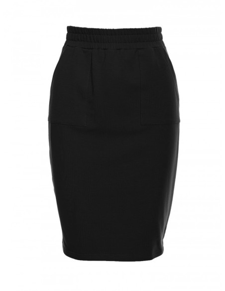 M728 Fitted skirt with patch pockets - black