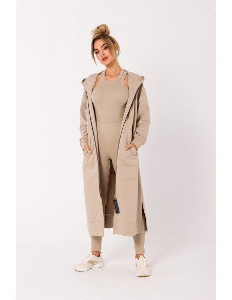 M729 Longline zipped blazer - beige