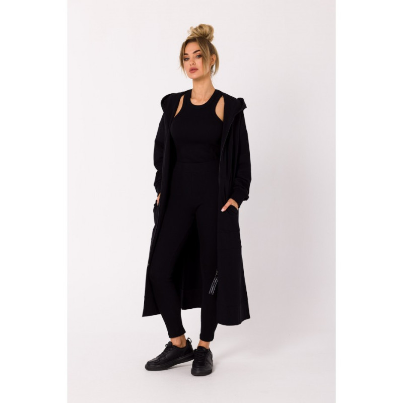 M729 Longline zipped blazer - black