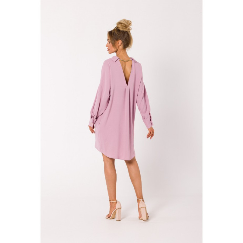 M740 Shirt dress with decorative chain - crepe pink