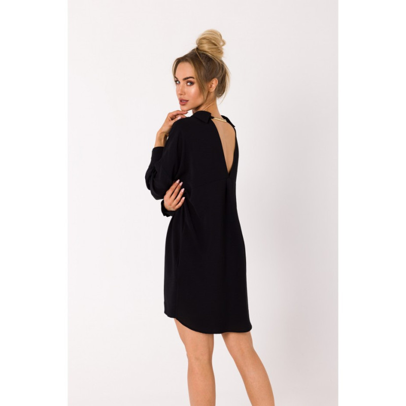 M740 Shirt dress with decorative chain - black