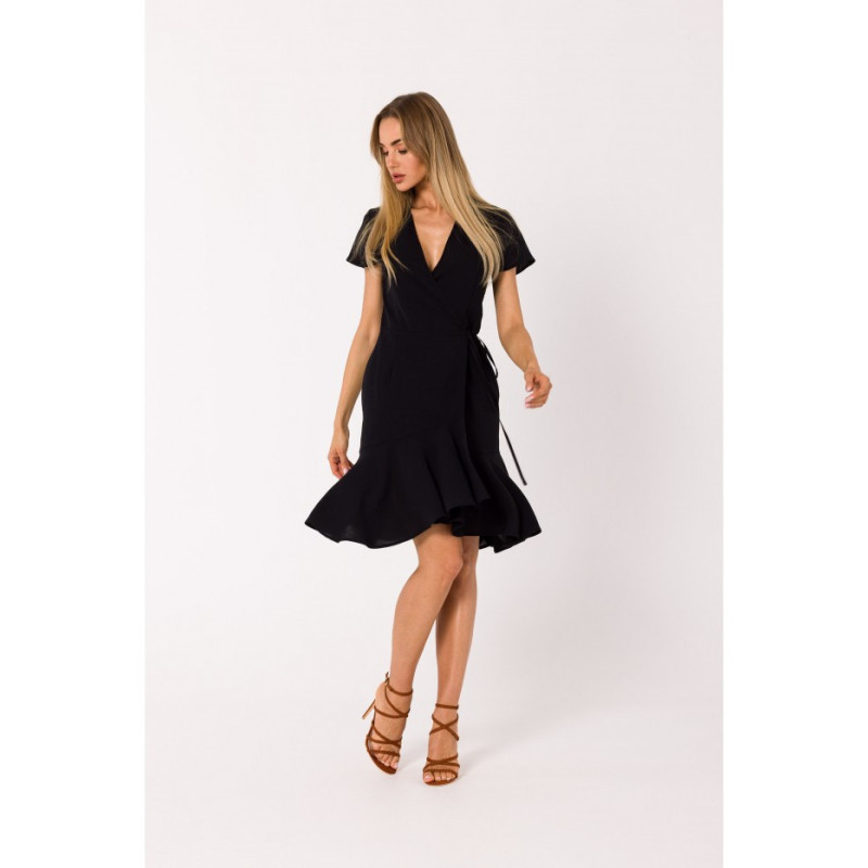 M741 Wrap dress with a tie detail - black