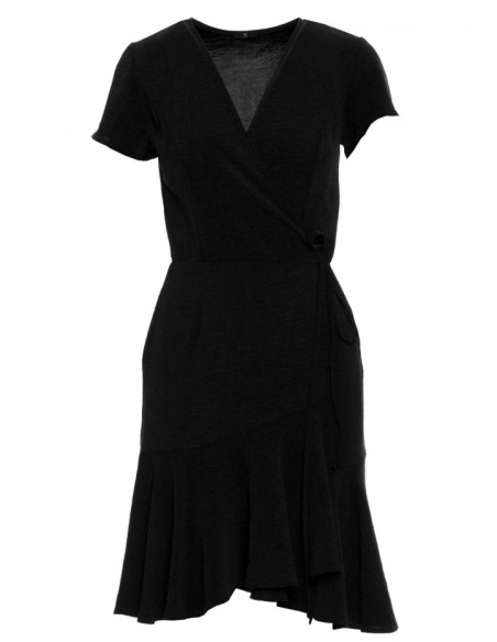 M741 Wrap dress with a tie detail - black
