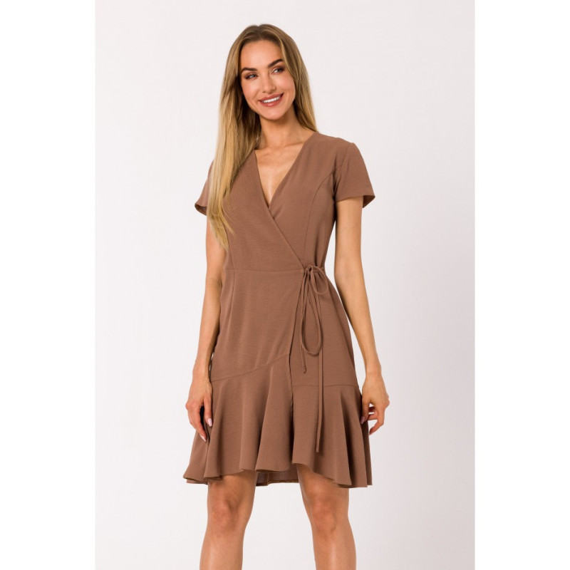 M741 Wrap dress with a tie detail - chocolate