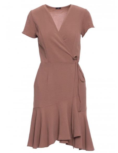 M741 Wrap dress with a tie detail - chocolate