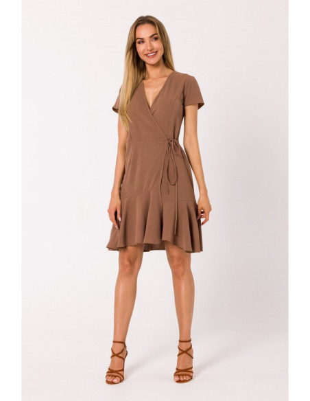 M741 Wrap dress with a tie detail - chocolate