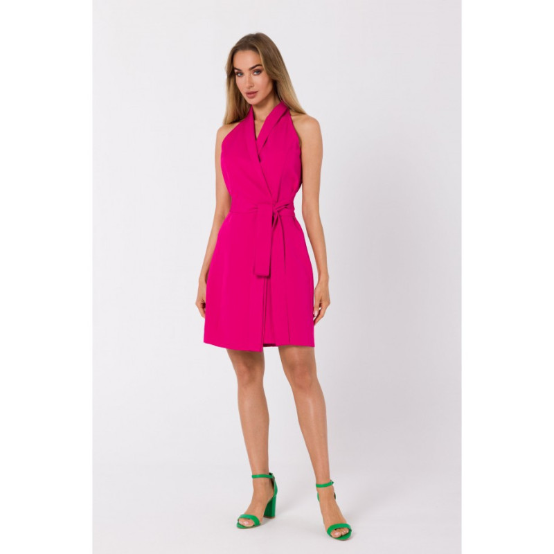 M747 Blazer dress with a tie detail - fuchsia