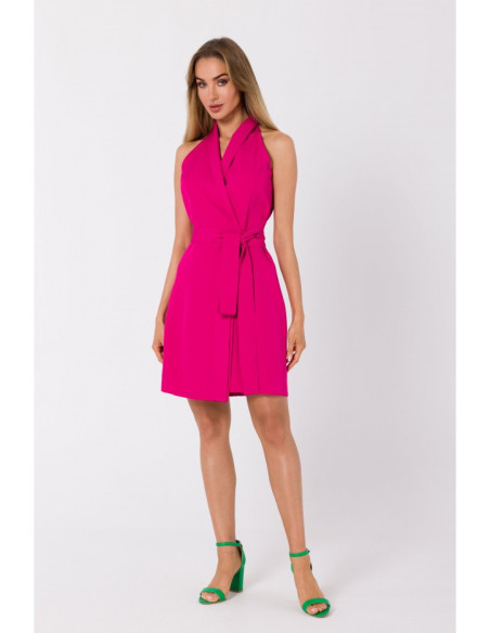 M747 Blazer dress with a tie detail - fuchsia