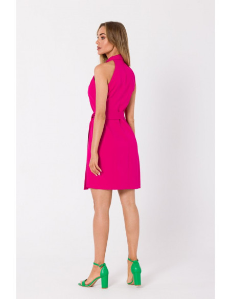 M747 Blazer dress with a tie detail - fuchsia