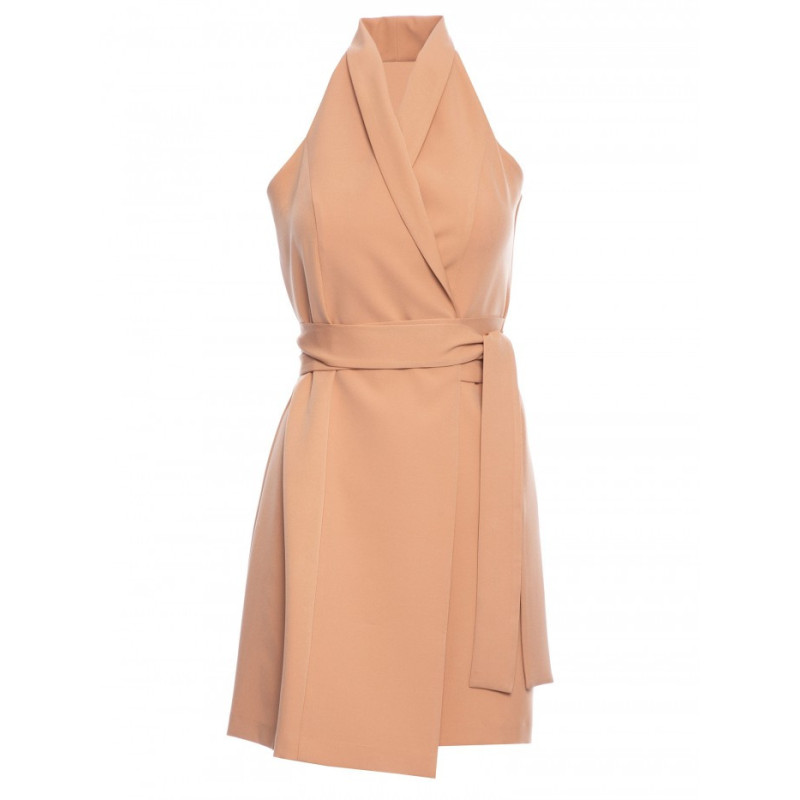 M747 Blazer dress with a tie detail - caramel 2