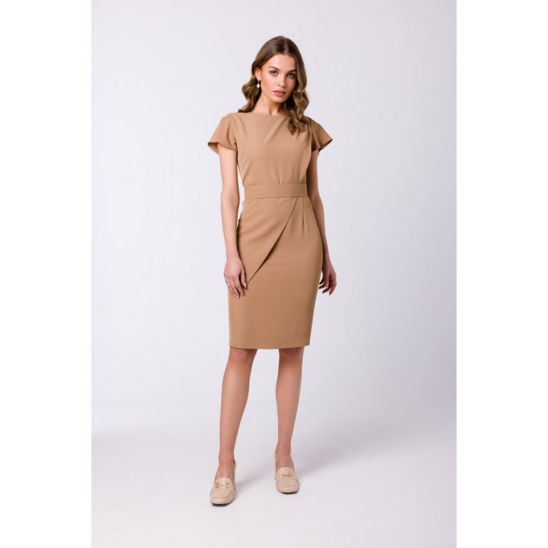 S336 Sheath dress with belt - beige
