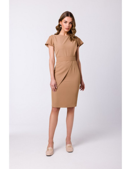S336 Sheath dress with belt - beige