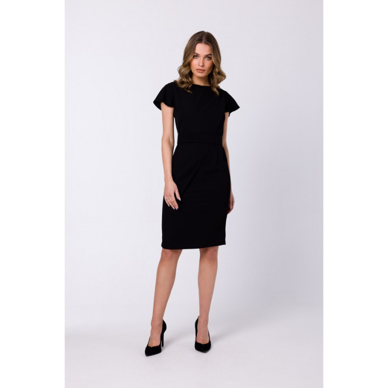 S336 Sheath dress with belt - black