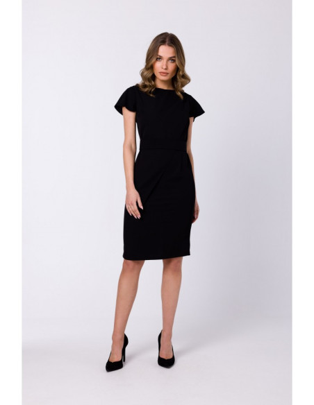 S336 Sheath dress with belt - black