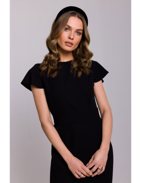 S336 Sheath dress with belt - black