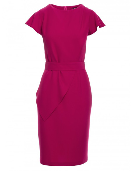 S336 Sheath dress with belt - plum