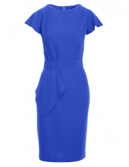 S336 Sheath dress with belt - blue