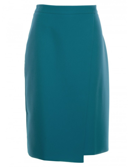 S343 A line skirt with a wrap detail - oceanblue