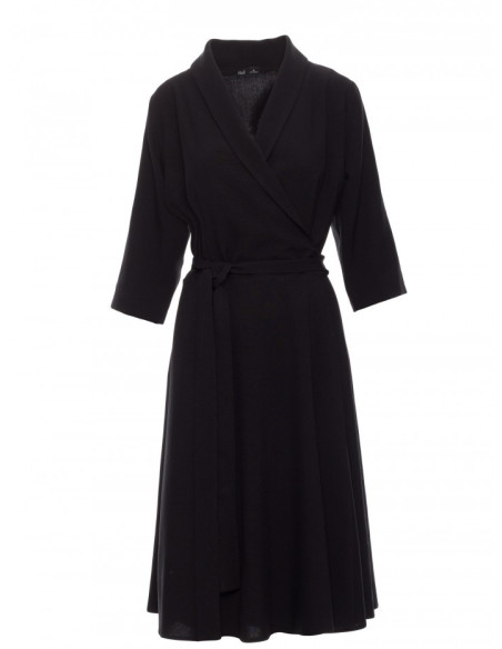 B255 Wrap dress with a shawl collar - black