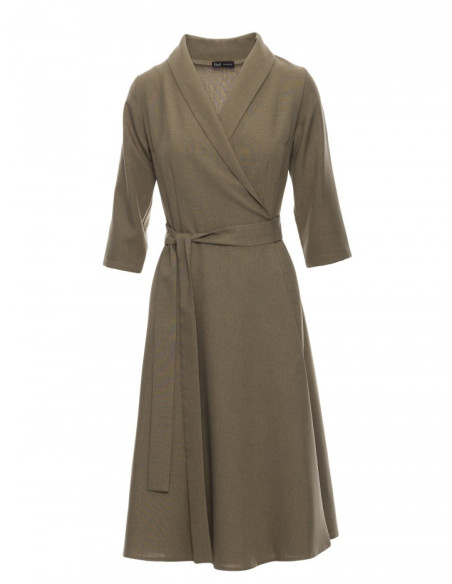 B255 Wrap dress with a shawl collar - olive