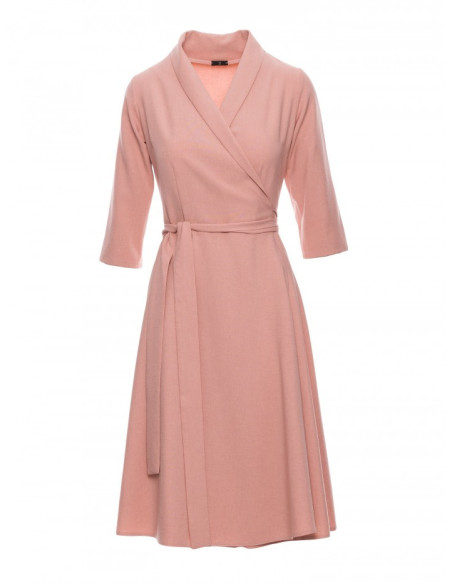 B255 Wrap dress with a shawl collar - pink