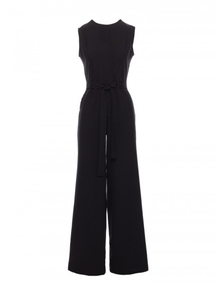 B256 Sleeveless jumpsuit with patch pockets - black