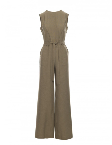 B256 Sleeveless jumpsuit with patch pockets - olive