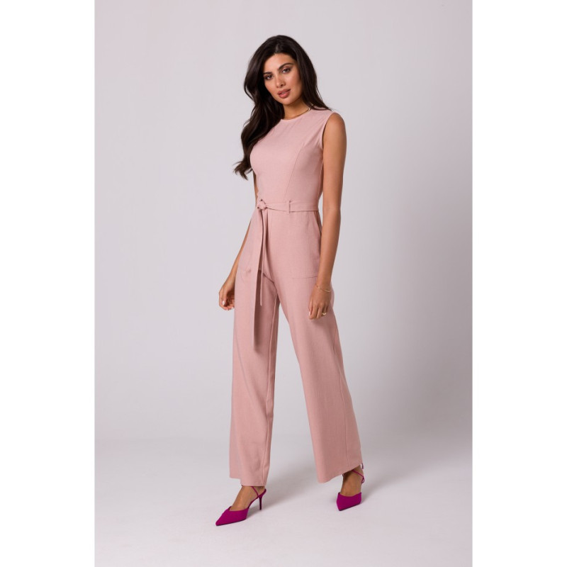 B256 Sleeveless jumpsuit with patch pockets - pink