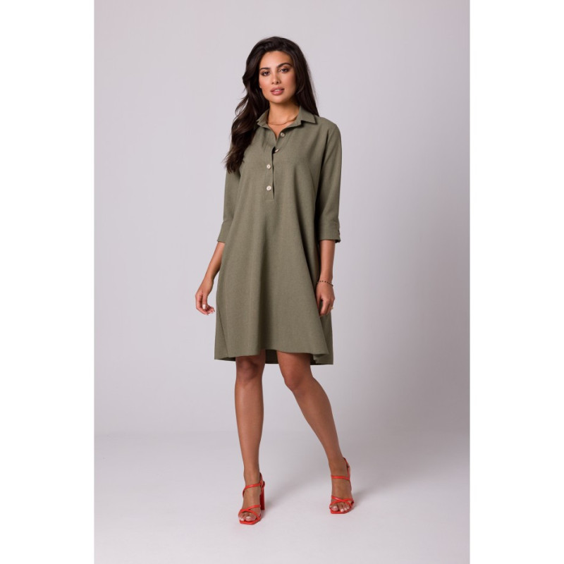 B257 Flared shirt dress - olive