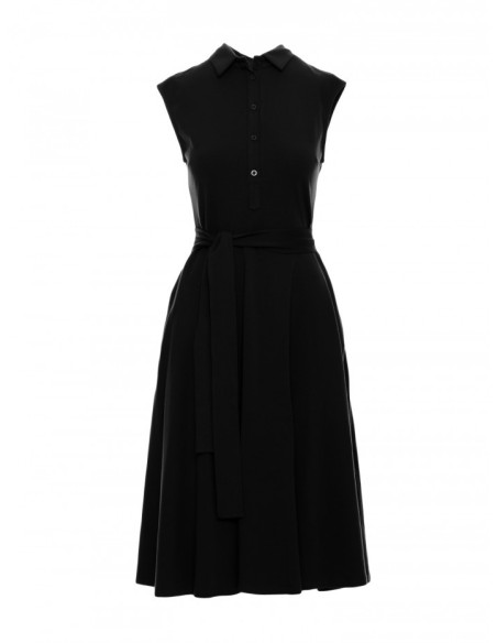 B261 Fit and flare cotton dress - black