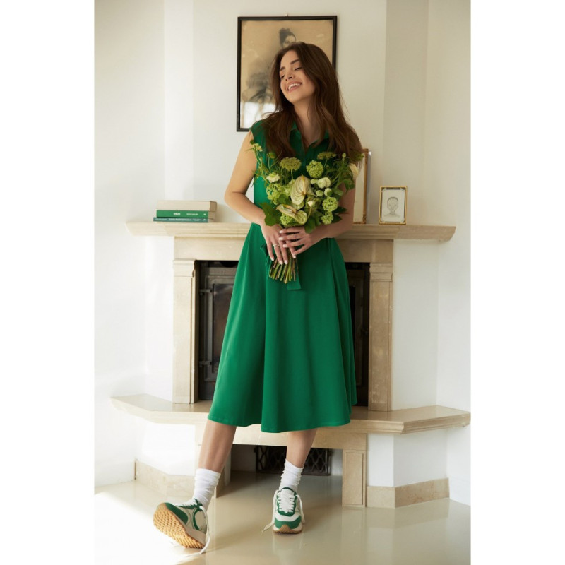 B261 Fit and flare cotton dress - green