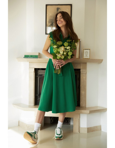 B261 Fit and flare cotton dress - green