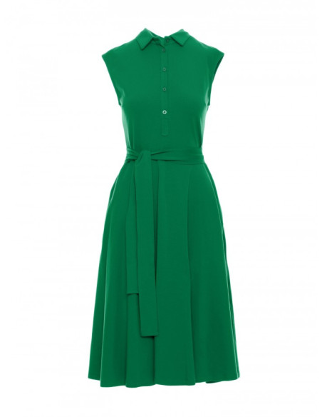 B261 Fit and flare cotton dress - green