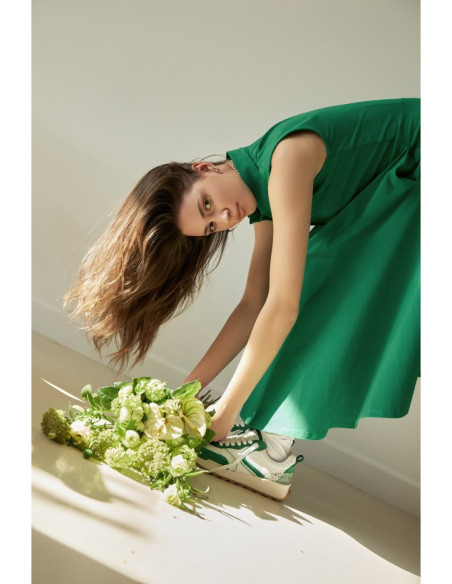 B261 Fit and flare cotton dress - green