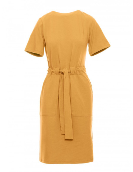 B263 Cotton dress with patch pockets - honey