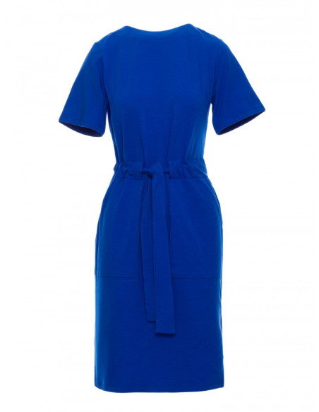 B263 Cotton dress with patch pockets - royal blue