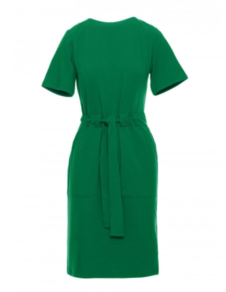 B263 Cotton dress with patch pockets - green