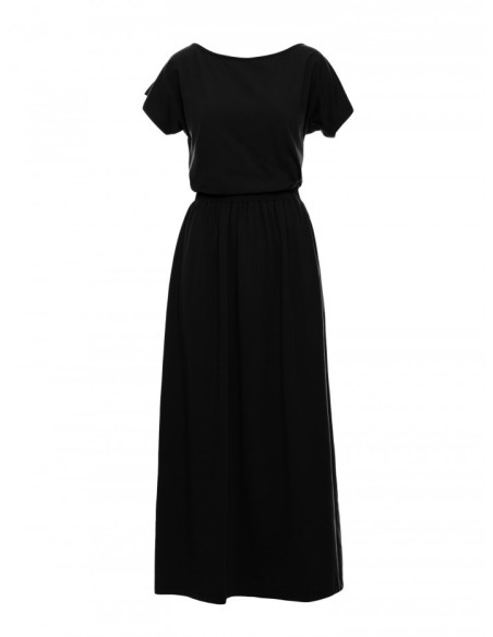 B264 Maxi dress with elasticated waist - black