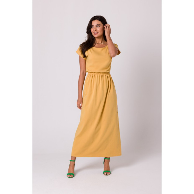 B264 Maxi dress with elasticated waist - honey