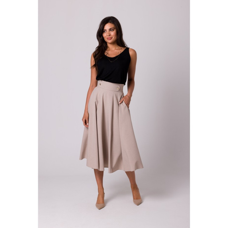 B265 High waisted flared skirt - beige