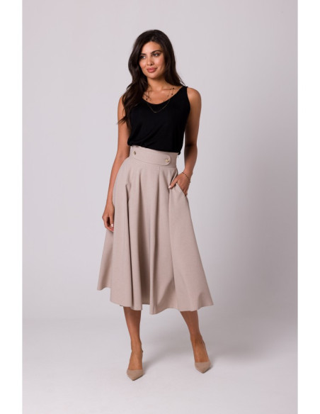 B265 High waisted flared skirt - beige