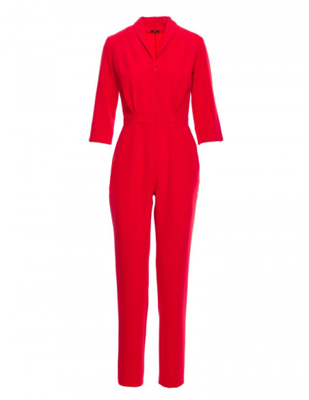 M751 Jumpsuit with shawl collar - red