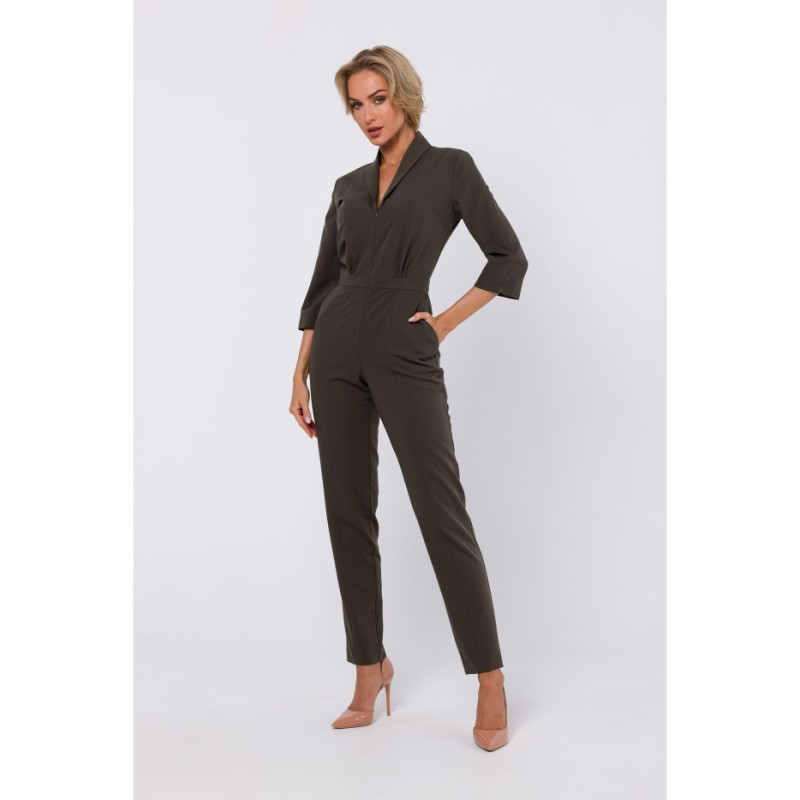 M751 Jumpsuit with shawl collar - khaki
